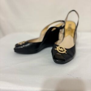 Michael Kors Rochelle leather slingback wedge pumps